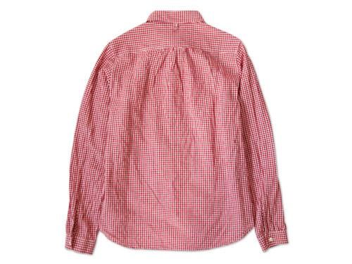 maillot Sunset round collar work gingham check shirts RED x WHITE