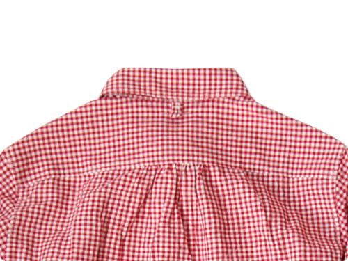 maillot Sunset round collar work gingham check shirts RED x WHITE
