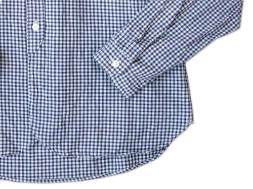 maillot Sunset round collar work gingham check shirts BLUE x PURPUL