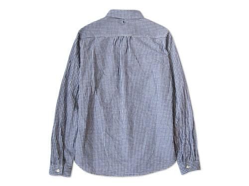 maillot Sunset round collar work gingham check shirts BLUE x PURPUL