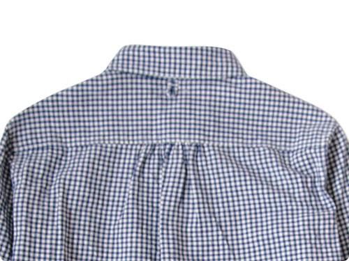 maillot Sunset round collar work gingham check shirts BLUE x PURPUL