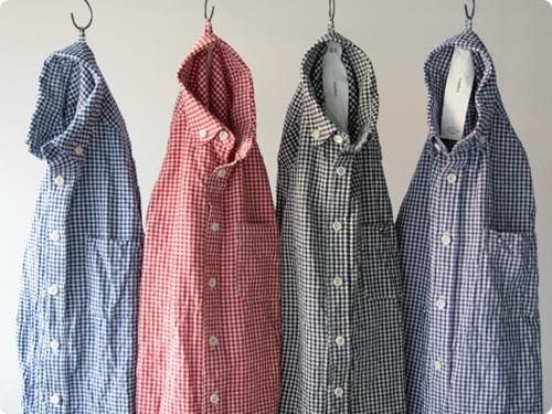 maillot Sunset B.D. gingham check shirts BLUE x WHITE