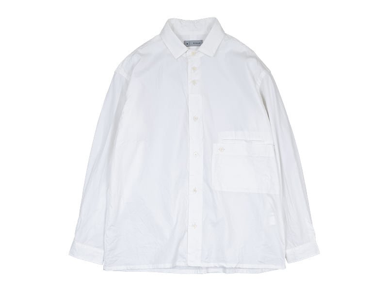 【unfil(アンフィル)】 ホワイト レギュラーカラーシャツ 長袖袖丈38cm