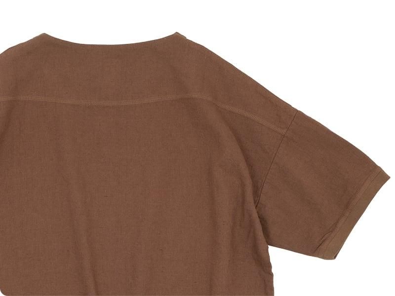 maillot linen rich shirt-Tee BROWN