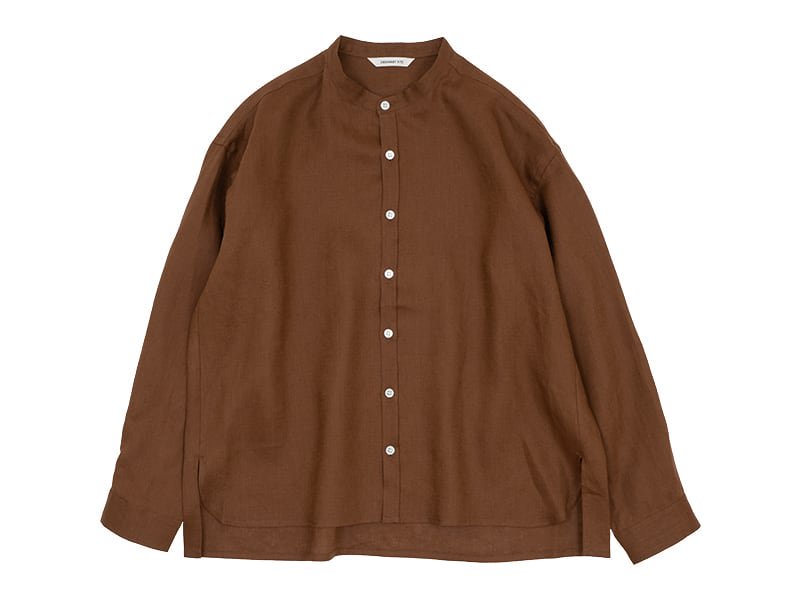 ordinary fits LINEN STAND SHIRTS BROWN