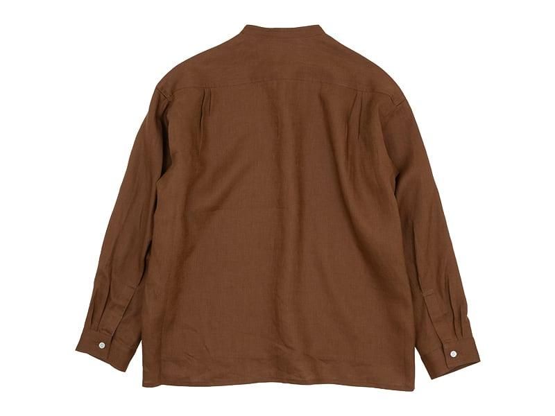 ordinary fits LINEN STAND SHIRTS BROWN