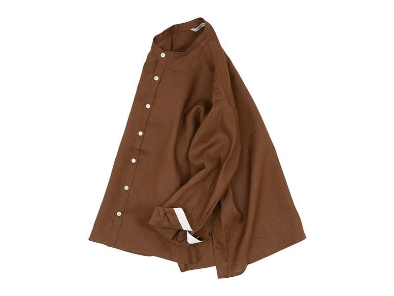 ordinary fits LINEN STAND SHIRTS BROWN