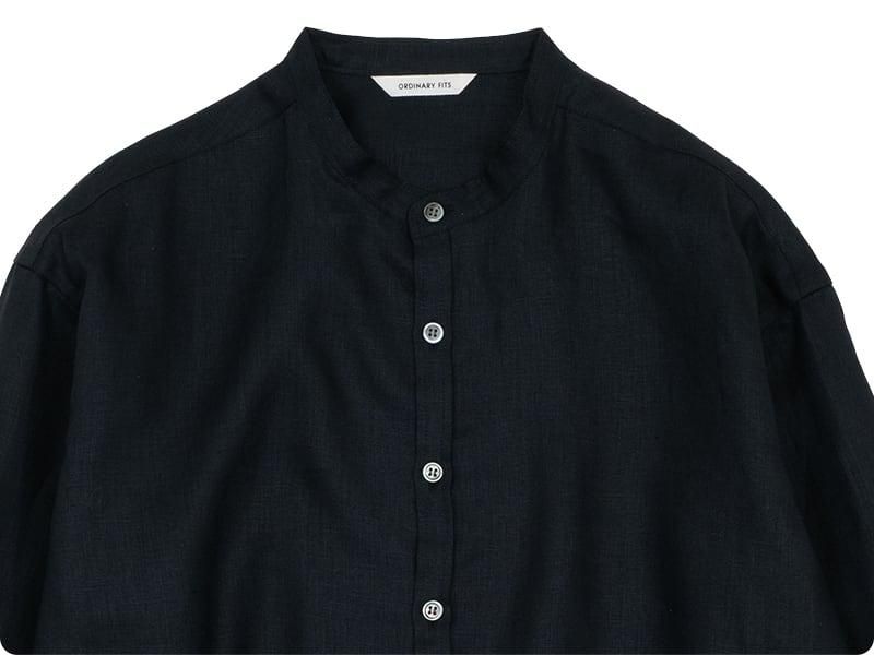 ordinary fits LINEN STAND SHIRTS BLACK