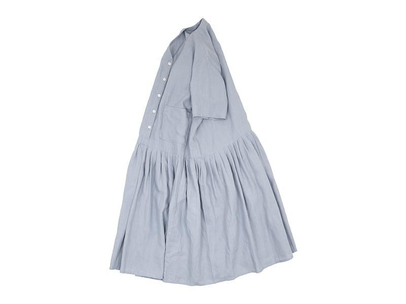homspunホームスパンリネンバイオVネック タックワンピース サックス S homspun(ホームスパン) リネンバイオ Vネックタックワンピース