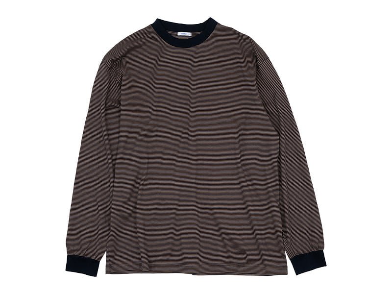 maillot narrow border crew long-T NAVYBROWN