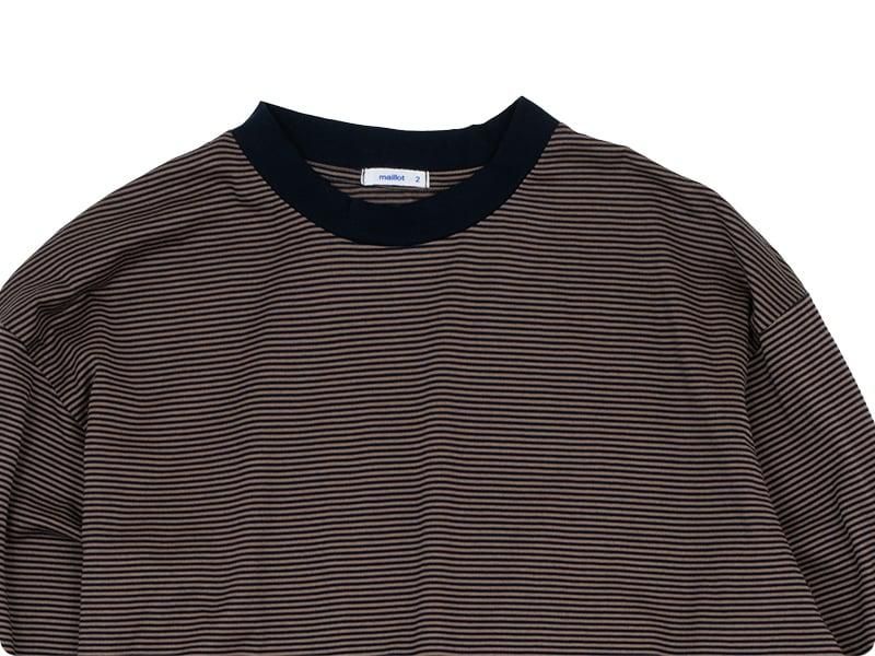 maillot narrow border crew long-T NAVYBROWN