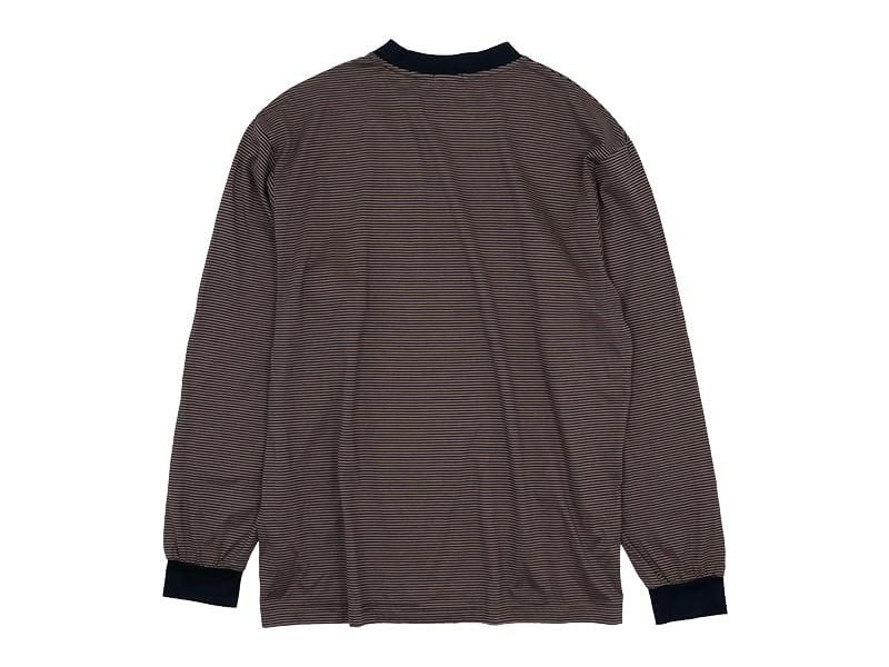 maillot narrow border crew long-T NAVYBROWN