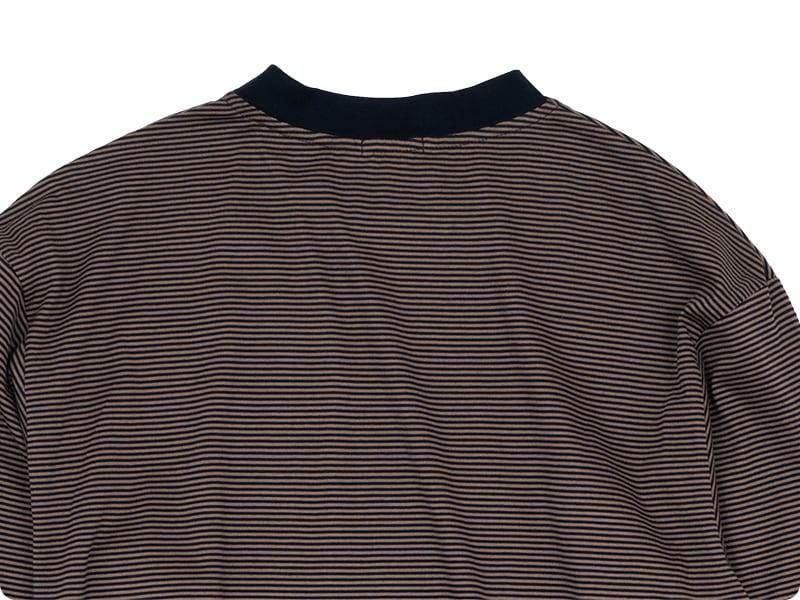 maillot narrow border crew long-T NAVYBROWN