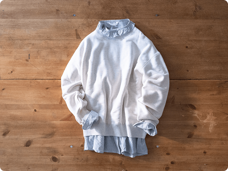Atelier d'antan DornʥɥCotton Silk Sweat Crew LIGHT GRAY