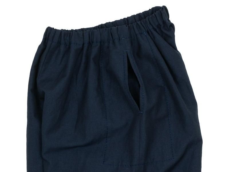 homspun ウールリネン ワイドギャザーパンツ ネイビー homspun