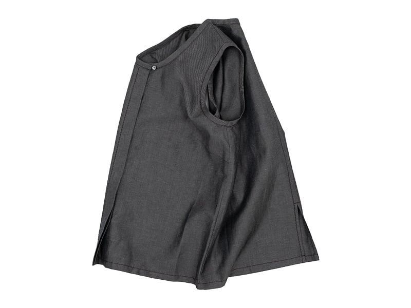 homspun ウールリネン 比翼ベスト ダークブラウン homspun 通販