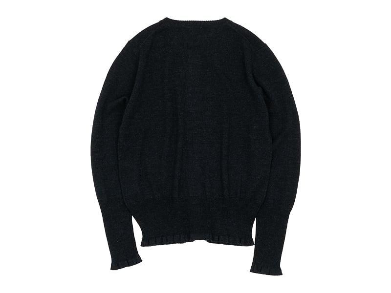 homspun 梳毛12G カーディガン ブラック杢 homspun 通販・取扱い rusk