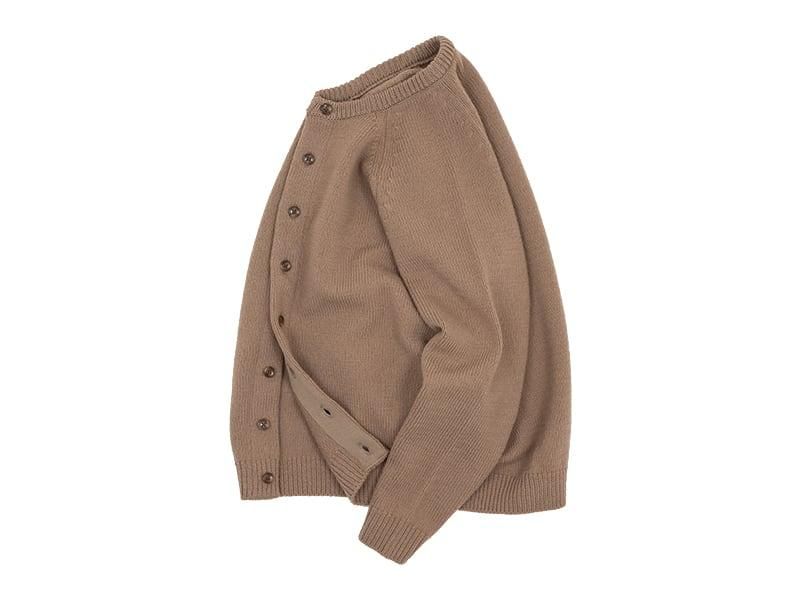 maillot mature wool raglan crew cardigan BEIGE