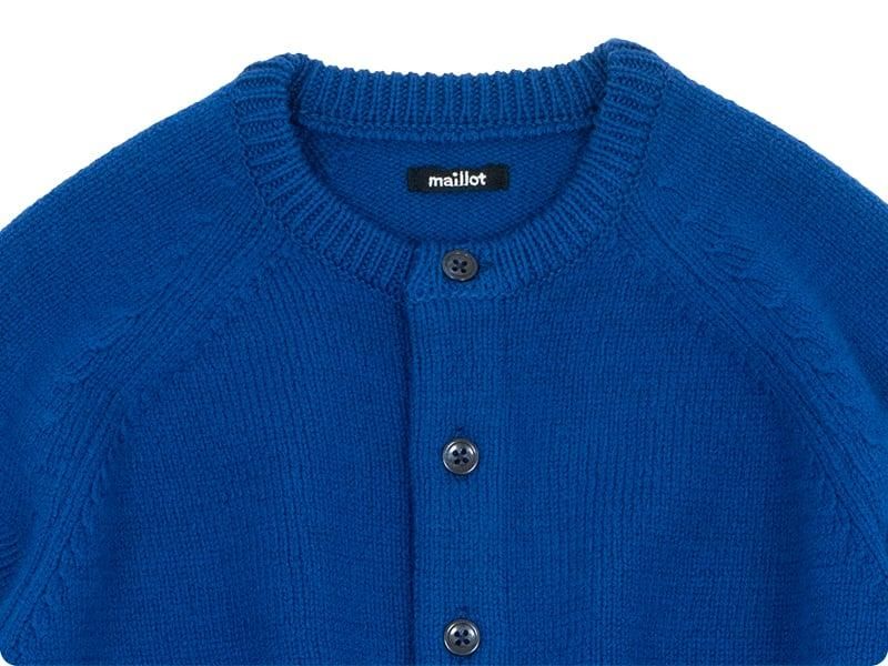 maillot mature wool raglan crew cardigan BLUE