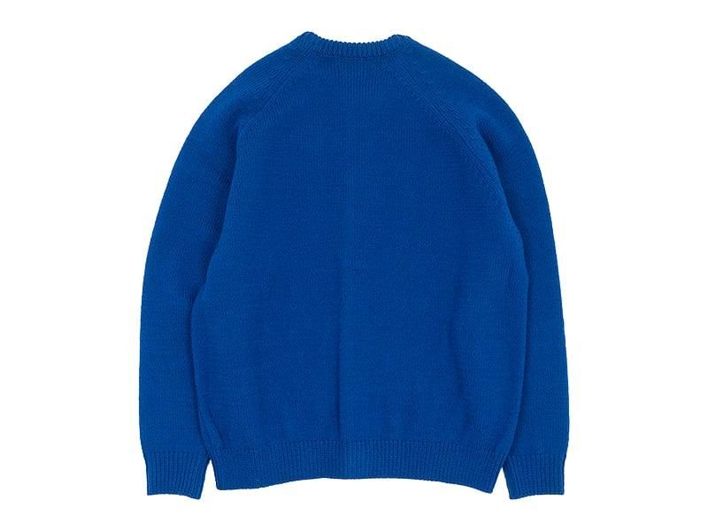 maillot mature wool raglan crew cardigan BLUE