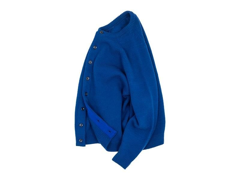 maillot mature wool raglan crew cardigan BLUE