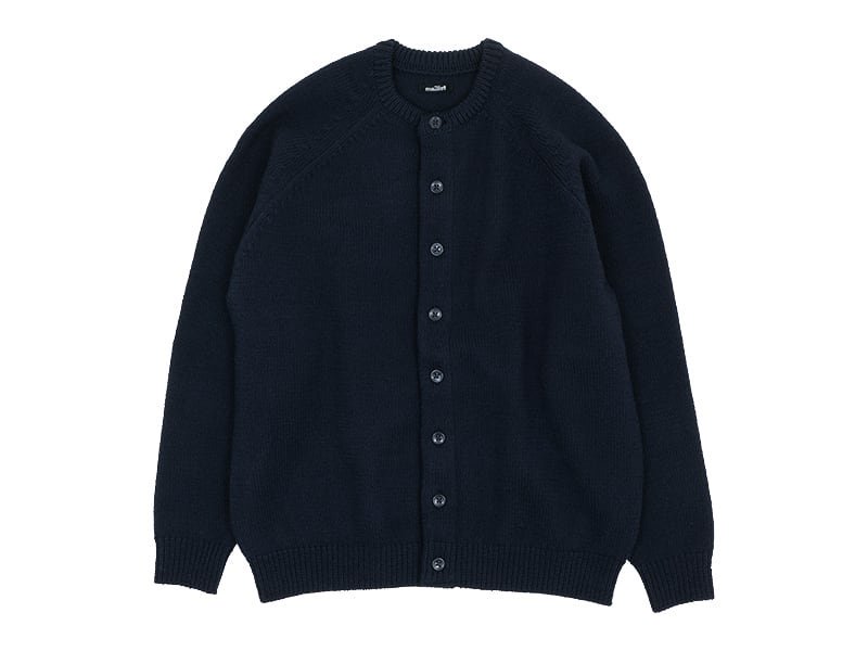 maillot mature wool raglan crew cardigan NAVY