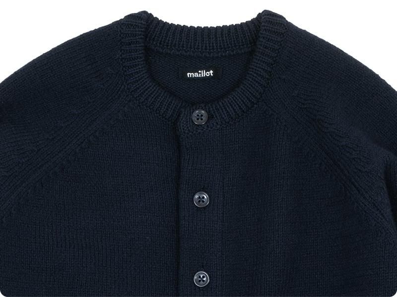 maillot mature wool raglan crew cardigan NAVY