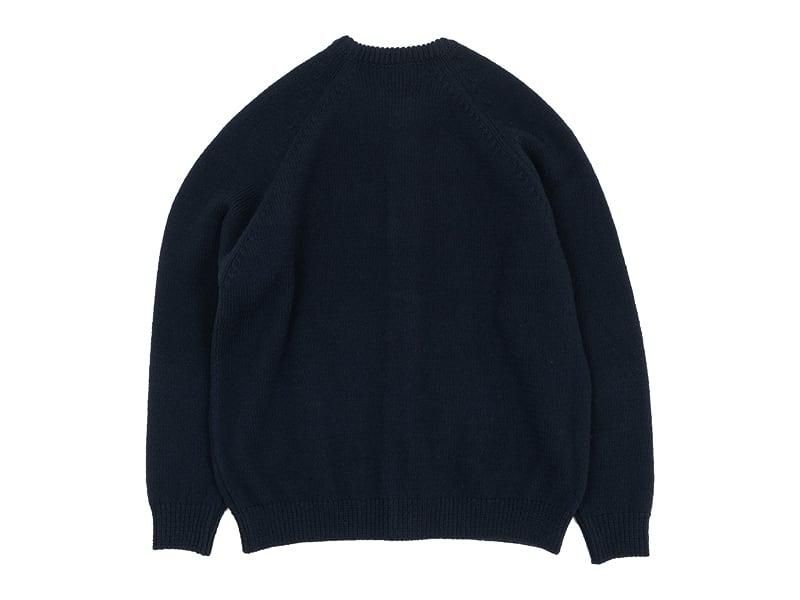 maillot mature wool raglan crew cardigan NAVY