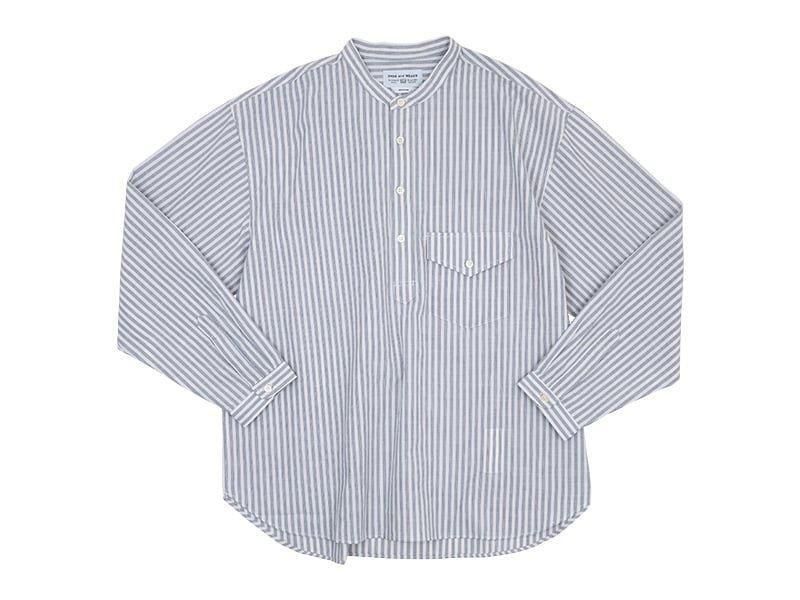ENDS and MEANS Band Collar P/O Shirts WHITE STRIPE