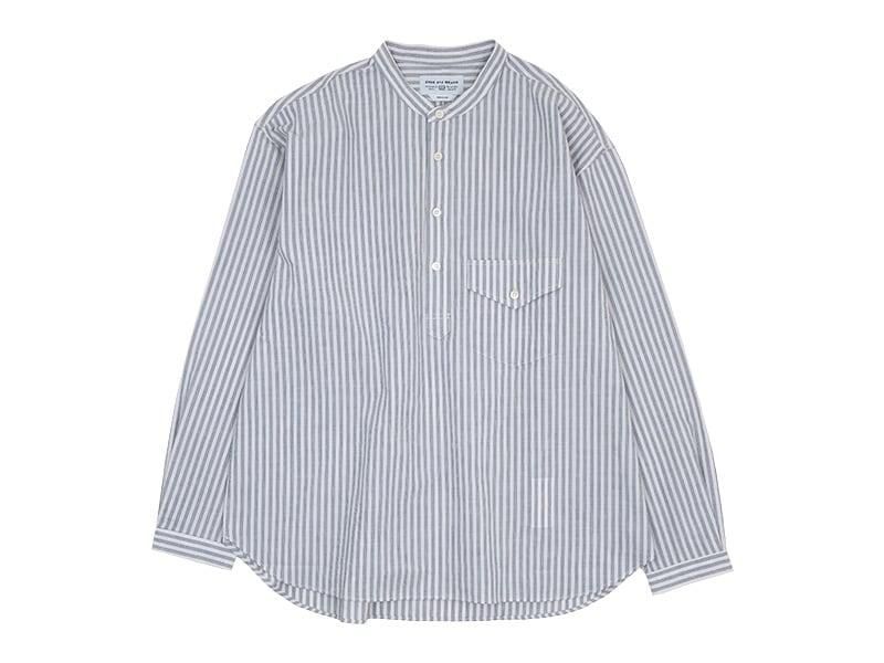 ENDS and MEANS Band Collar P/O Shirts WHITE STRIPE