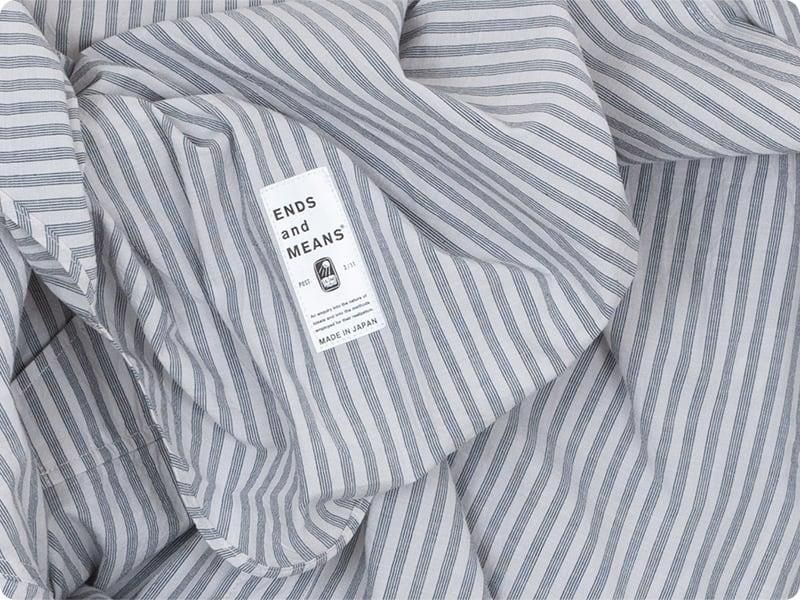 ENDS and MEANS Band Collar P/O Shirts WHITE STRIPE