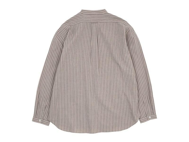 ENDS and MEANS Band Collar P/O Shirts BEIGE STRIPE