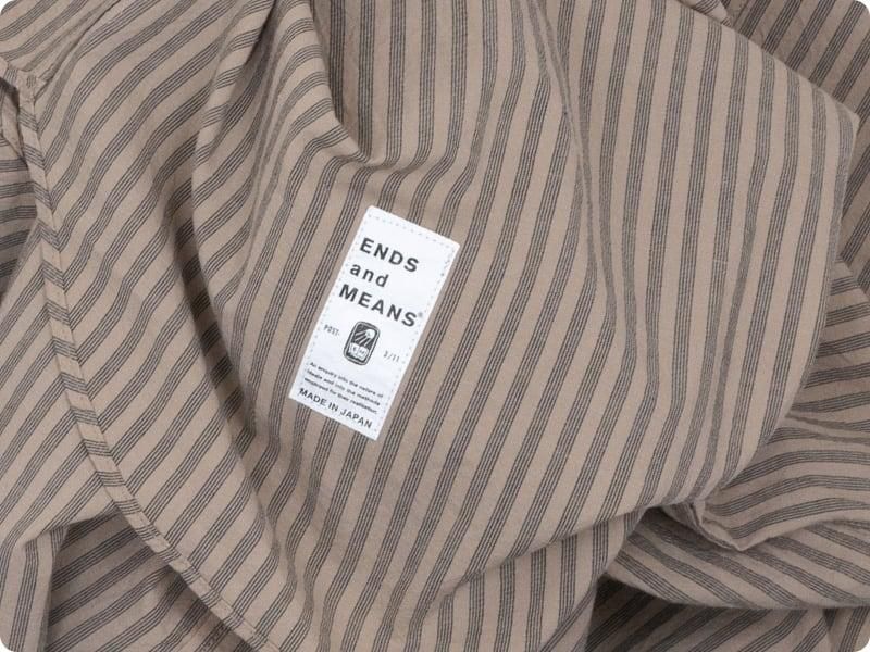 ENDS and MEANS Band Collar P/O Shirts BEIGE STRIPE