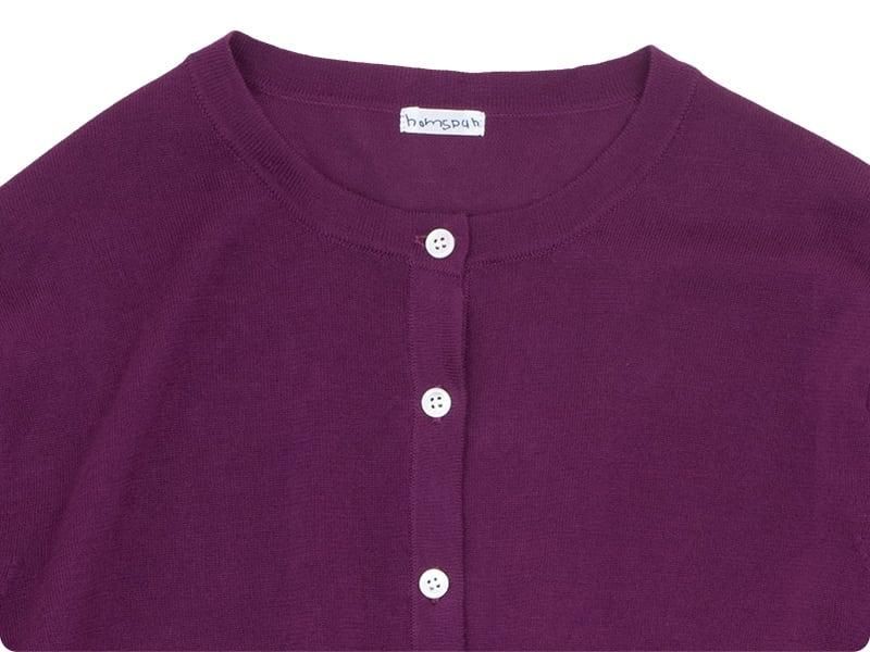 【homspun(ホームスパン)】 ソフトコンパクトヤーン長袖ニットカーディガン homspun ホームスパン ソフトコンパクトヤーンクルーネック
