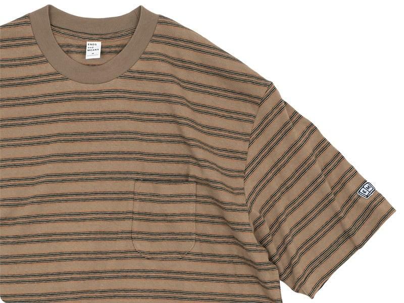 ENDS and MEANS Pocket Tee Striped Brown