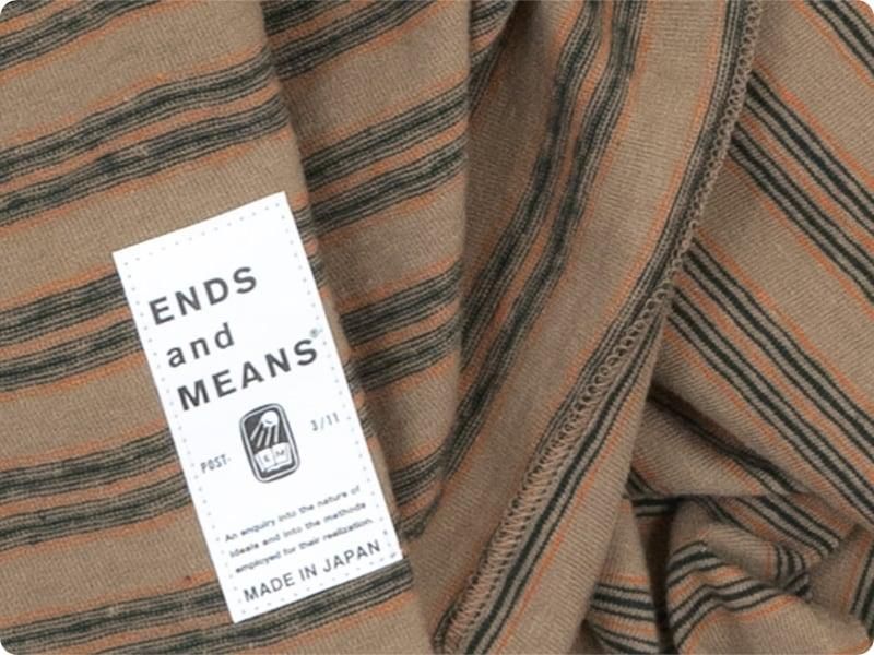 ENDS and MEANS Pocket Tee Striped Brown