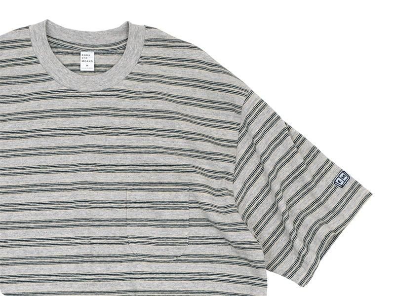 ENDS and MEANS Pocket Tee Striped Ash Gray