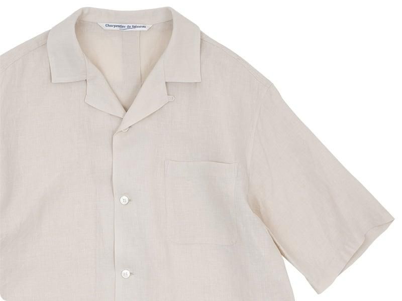 Charpentier de Vaisseau Silas Linen Open Collar Shirt BEIGE