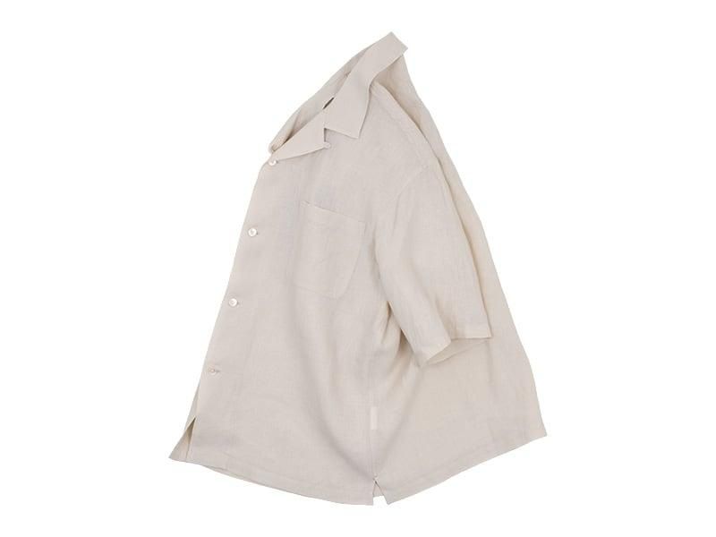 Charpentier de Vaisseau Silas Linen Open Collar Shirt BEIGE