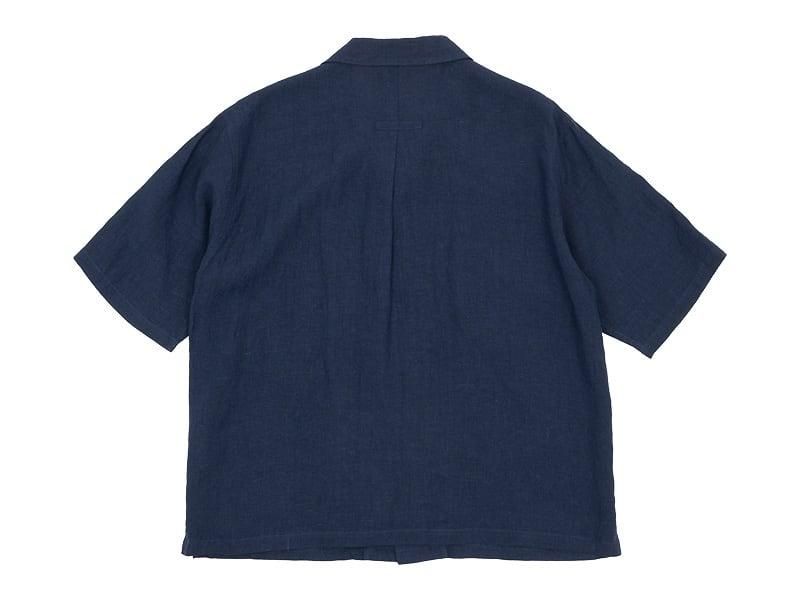 Charpentier de Vaisseau Silas Linen Open Collar Shirt NAVY