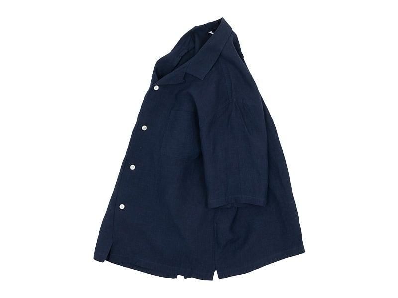 Charpentier de Vaisseau Silas Linen Open Collar Shirt NAVY