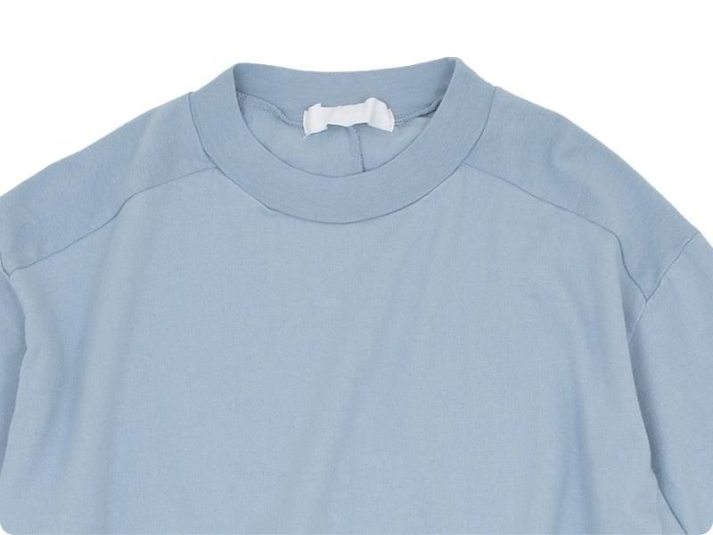 homspun 40/2天竺 六分袖プルオーバー アイスブルー homspun