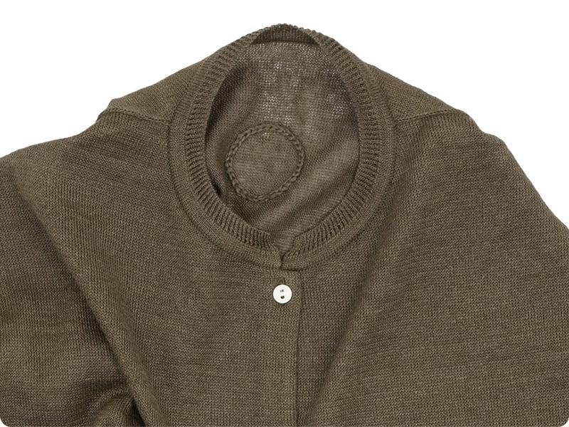 Atelier d'antan Fescaʥե Linen Knit No Collared OLIVE
