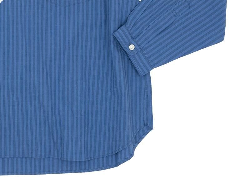 ENDS and MEANS Band Collar P/O Shirts BLUE STRIPE