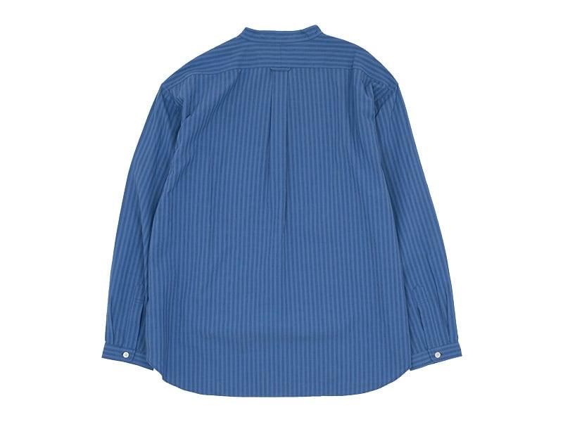 ENDS and MEANS Band Collar P/O Shirts BLUE STRIPE