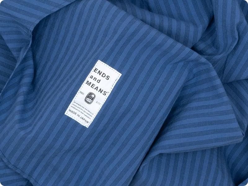 ENDS and MEANS Band Collar P/O Shirts BLUE STRIPE