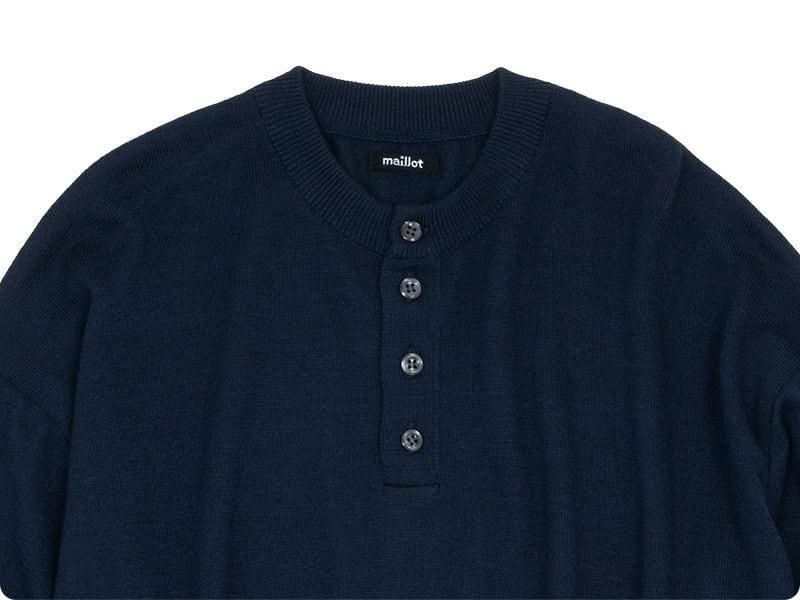 maillot mature boundary henley sweater NAVY
