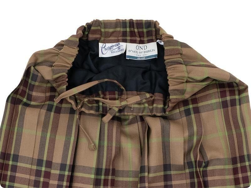 Charpentier de Vaisseau Bennett O'neil of Dublin Kilt SkirtL-85 BEIGE x BROWN CHECK