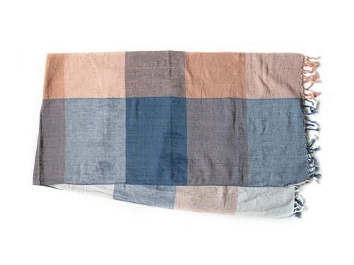 niki-toto KHADI TOWEL BLUE x BEIGE BIG CHECK