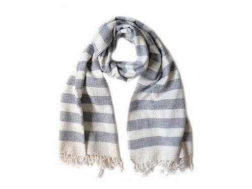 niki-toto KHADI TOWEL BLUE LINE